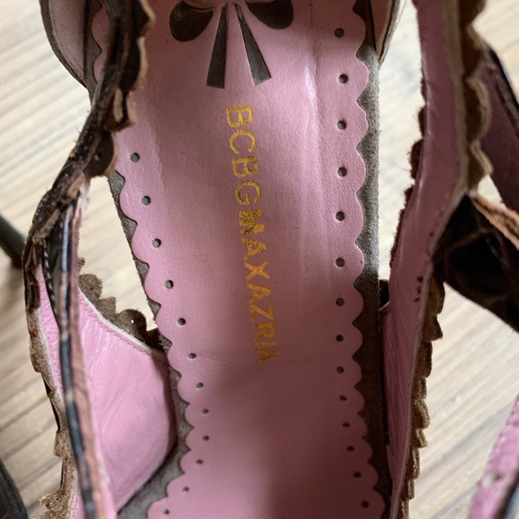 BCBG Brown Reptile Leather and Suede Stiletto Heels - Picture 3 of 3